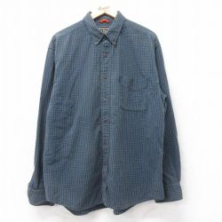 XL★古着 アバクロンビー 長袖 ブランド シャツ メンズ 90年代 90s コットン ボタンダウン 紺他 チェック 25dec17