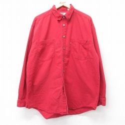 XL★古着 リーバイス Levis 長袖 ブランド シャツ メンズ 00年代 00s コットン 赤 25dec17