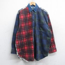 【20%OFF】アメリカンイーグル 90s 長袖シャツ クレイジーパターン ネイビーチェック XL | 古着