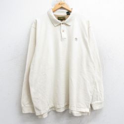 XL★古着 ティンバーランド 長袖 ブランド ポロ シャツ メンズ 00年代 00s ワンポイントロゴ 大きいサイズ コットン 薄ベージュ 26jan22