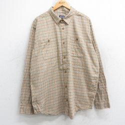 XL★古着 パタゴニア patagonia 長袖 ブランド シャツ メンズ 大きいサイズ オーガニックコットン 茶他 チェック 26jan22