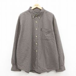 XL★古着 アバクロンビー 長袖 ブランド シャツ メンズ 90年代 90s 大きいサイズ コットン ボタンダウン 茶他 チェック【spe】 26jan29