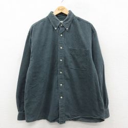 XL★古着 エディーバウアー 長袖 ブランド シャツ メンズ 00年代 00s 大きいサイズ コットン ボタンダウン 濃グレー 26jan29