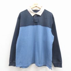 XL★古着 エルエルビーン 長袖 ブランド ラガー シャツ メンズ 00年代 00s 大きいサイズ ロング丈 コットン 紺他 26jan29