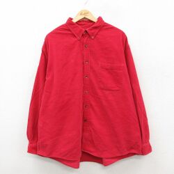 XL★古着 エディーバウアー 長袖 ブランド シャツ メンズ 00年代 00s コーデュロイ 大きいサイズ コットン ボタンダウン 赤 26feb09