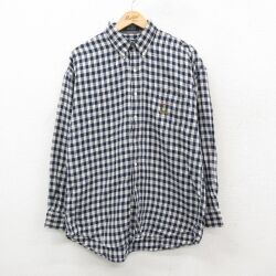 【20%OFF】ラルフローレン 90s 長袖シャツ ワンポイントロゴ ネイビーチェック XL | 古着