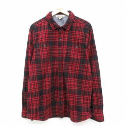 XL★古着 エルエルビーン 長袖 ブランド シャツ メンズ 00年代 00s フリース 赤他 チェック 26feb09