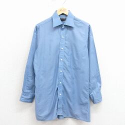 M★古着 ピエールカルダン 長袖 ブランド シャツ メンズ 80年代 80s ワンポイントロゴ 薄紺 26feb09