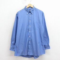 L★古着 ランズエンド 長袖 ブランド シャツ メンズ 00年代 00s コットン ボタンダウン 薄紺 26feb09