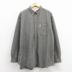 XL★古着 コロンビア 長袖 ブランド シャツ メンズ 大きいサイズ コットン ボタンダウン 黒他 チェック 26feb09