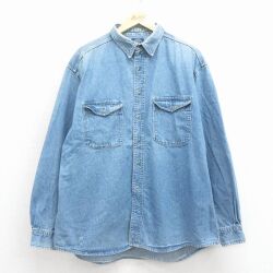 XL★古着 ギャップ GAP 長袖 ブランド シャツ メンズ 90年代 90s コットン 紺 デニム【spe】 26feb09