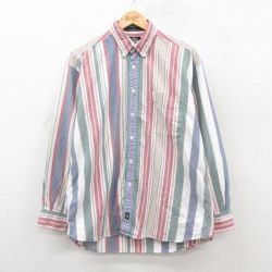 XL★古着 ドッカーズ 長袖 ブランド シャツ メンズ 90年代 90s コットン ボタンダウン 白他 ストライプ 26feb14