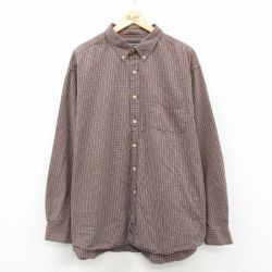 XL★古着 アバクロンビー 長袖 ブランド シャツ メンズ 大きいサイズ ロング丈 コットン ボタンダウン 紺系他 チェック 26feb14