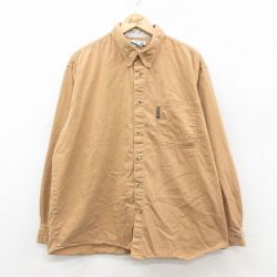 XL★古着 コロンビア 長袖 ブランド シャツ メンズ 00年代 00s 大きいサイズ コットン ボタンダウン 茶 26feb14