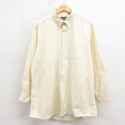 XL★古着 ランズエンド 長袖 ブランド シャツ メンズ 00年代 00s 大きいサイズ コットン ボタンダウン 薄黄 26feb16