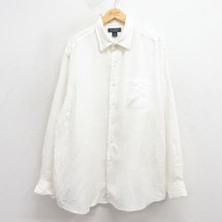 XL★古着 ブルックスブラザーズ 長袖 ブランド シャツ メンズ 大きいサイズ リネン 白 26feb16