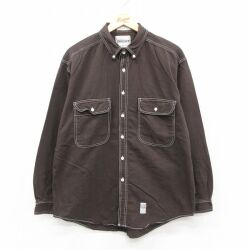 XL★古着 リーバイス Levis 長袖 ブランド シャツ メンズ 90年代 90s コットン こげ茶 26feb19