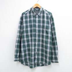 XL★古着 ドッカーズ 長袖 ブランド シャツ メンズ 大きいサイズ コットン ボタンダウン 緑他 チェック 26mar04