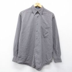 L★古着 ノーティカ 長袖 ブランド シャツ メンズ コットン ボタンダウン グレー他 チェック 26mar04