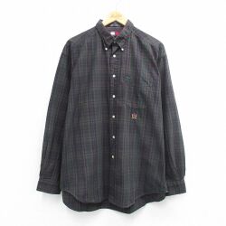 【20%OFF】トミーヒルフィガー 90s 長袖シャツ ワンポイントロゴ グリーンチェック XL | 古着