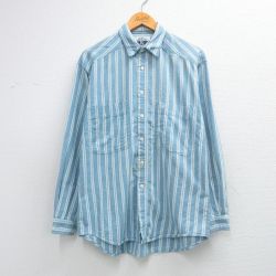 【20%OFF】ドッカーズ 90s 長袖シャツ ワンポイントロゴ ネイビーストライプ L | 古着