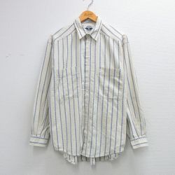 L★古着 ドッカーズ 長袖 ブランド シャツ メンズ 90年代 90s ワンポイントロゴ コットン 薄黄他 ストライプ【spe】 26mar11