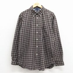トミーヒルフィガー 長袖シャツ ワンポイント ブラウンチェック L | 古着
