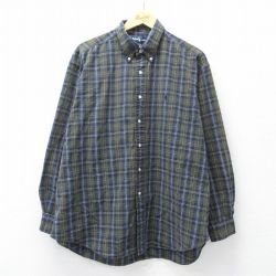 ラルフローレン 90s 長袖シャツ ワンポイントロゴ グリーンチェック XL | 古着