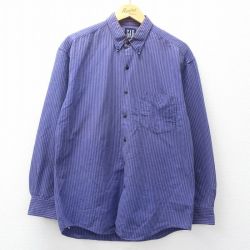 ギャップ 90s 長袖シャツ ストライプ パープル L | 古着