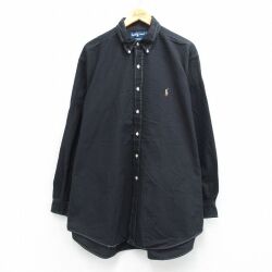 ラルフローレン 90s 長袖シャツ ワンポイントロゴ ブラック XL | 古着