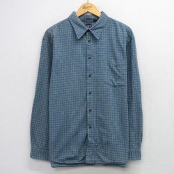 XL★古着 ギャップ GAP 長袖 ブランド シャツ メンズ 00年代 00s 大きいサイズ コットン 薄紺他 チェック 26mar18