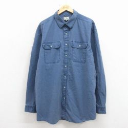 XL★古着 エルエルビーン 長袖 ブランド シャツ メンズ 00年代 00s 大きいサイズ ロング丈 コットン 紺 26mar23