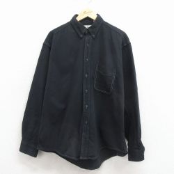 XL★古着 エルエルビーン 長袖 ブランド シャツ メンズ 90年代 90s 大きいサイズ コットン ボタンダウン カナダ製 黒 26mar31