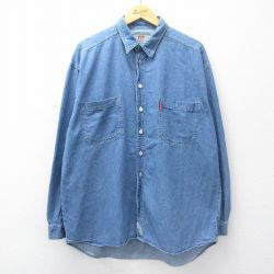 XL★古着 リーバイス Levis 長袖 ブランド シャツ メンズ 00年代 00s 大きいサイズ ロング丈 コットン 紺 デニム 26apr01