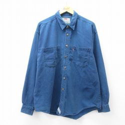 XL★古着 リーバイス Levis 長袖 ブランド シャツ メンズ 00年代 00s 大きいサイズ コットン 紺 デニム 26apr01
