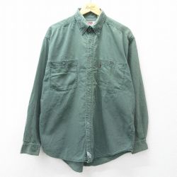 XL★古着 リーバイス Levis 長袖 ブランド シャツ メンズ 00年代 00s 大きいサイズ コットン ボタンダウン 緑 デニム 26apr01