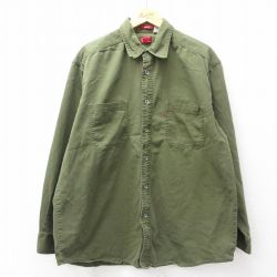 XL★古着 リーバイス Levis 長袖 ブランド シャツ メンズ 大きいサイズ ロング丈 コットン 緑 デニム 26apr01