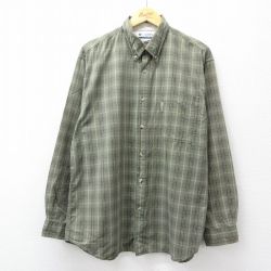 L★古着 コロンビア 長袖 ブランド シャツ メンズ 00年代 00s コットン ボタンダウン 緑系他 チェック 26apr01