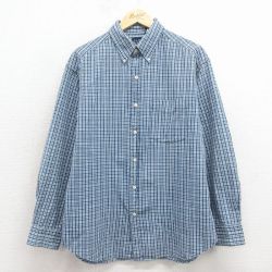 L★古着 ギャップ GAP 長袖 ブランド シャツ メンズ 00年代 00s コットン ボタンダウン 紺他 チェック 26apr02