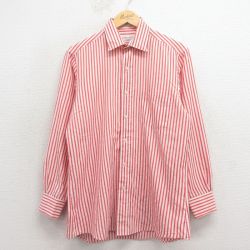 L★古着 カルバンクライン 長袖 ブランド シャツ メンズ 80年代 80s オレンジ系 ストライプ 26apr02