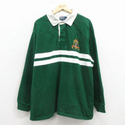 XL★古着 ラルフローレン 長袖 ブランド ラガー シャツ メンズ 90年代 90s 大きいサイズ コットン 緑 26apr02