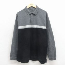 M★古着 ギャップ GAP 長袖 ブランド ポロ シャツ メンズ 鹿の子 コットン グレー 霜降り 26apr02