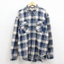 XL★古着 リーバイス Levis 長袖 ブランド シャツ メンズ 00年代 00s 大きいサイズ ロング丈 コットン 紺他 チェック 26apr02