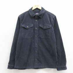 L★古着 パタゴニア patagonia 長袖 ブランド シャツ メンズ コーデュロイ オーガニックコットン 濃グレー 26apr02