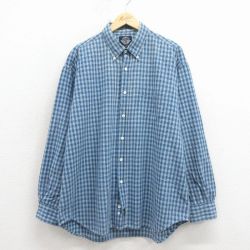 XL★古着 ドッカーズ 長袖 ブランド シャツ メンズ 90年代 90s 大きいサイズ コットン ボタンダウン 紺他 チェック 26apr02