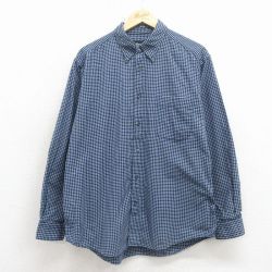 XL★古着 エディーバウアー 長袖 ブランド シャツ メンズ 00年代 00s コットン ボタンダウン 黒他 チェック 26apr02