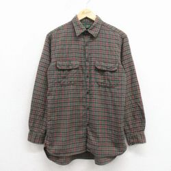 M★古着 ジェイクルー 長袖 ブランド ウール シャツ メンズ 90年代 90s 緑他 チェック 26apr03