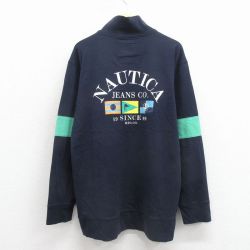 XL★古着 ノーティカ 長袖 ブランド ラガー シャツ メンズ ビッグロゴ コットン 紺 26apr03