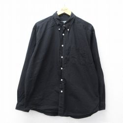 XL★古着 エディーバウアー 長袖 ブランド シャツ メンズ コットン ボタンダウン 黒 26apr08