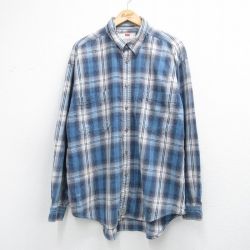 XL★古着 リーバイス Levis 長袖 ブランド シャツ メンズ 00年代 00s 大きいサイズ コットン 紺他 チェック 26apr08